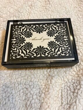 Punch Studio Black and White Floral Thank You Card Set -NWT